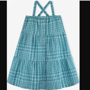 KNOT girls dress gingham plaid green tier summer cotton 6 yr portugal light cute